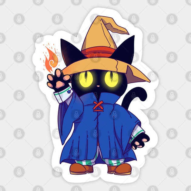 Black mage Fantasy Cat Sticker by TechraNova
